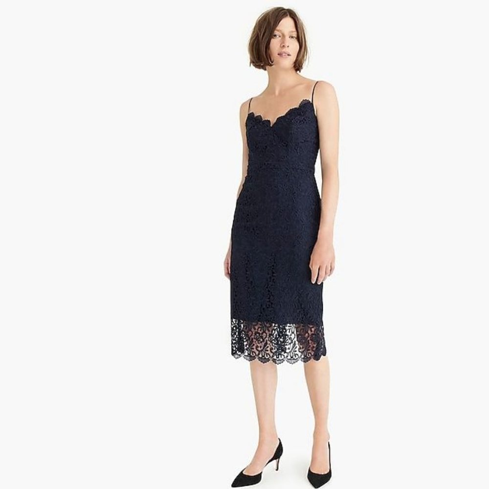 J. Crew Spaghetti-strap dress in guipure lace